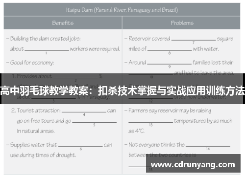 高中羽毛球教学教案：扣杀技术掌握与实战应用训练方法